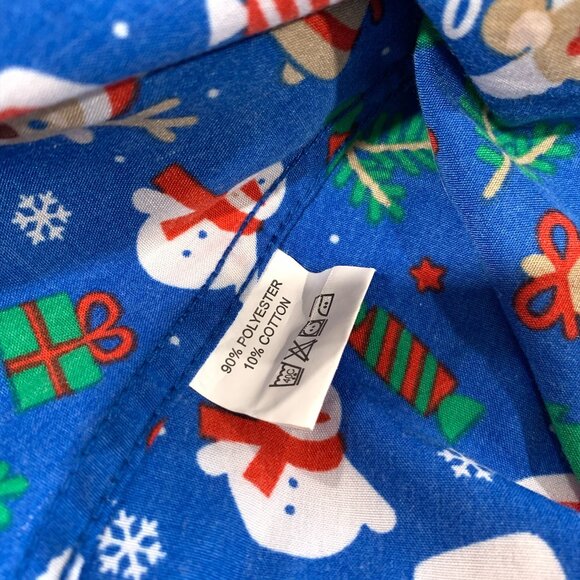 SIMON BANKS XL (17.5) Blue Holiday Christmas Button Front Shirt Men - Picture 8 of 11